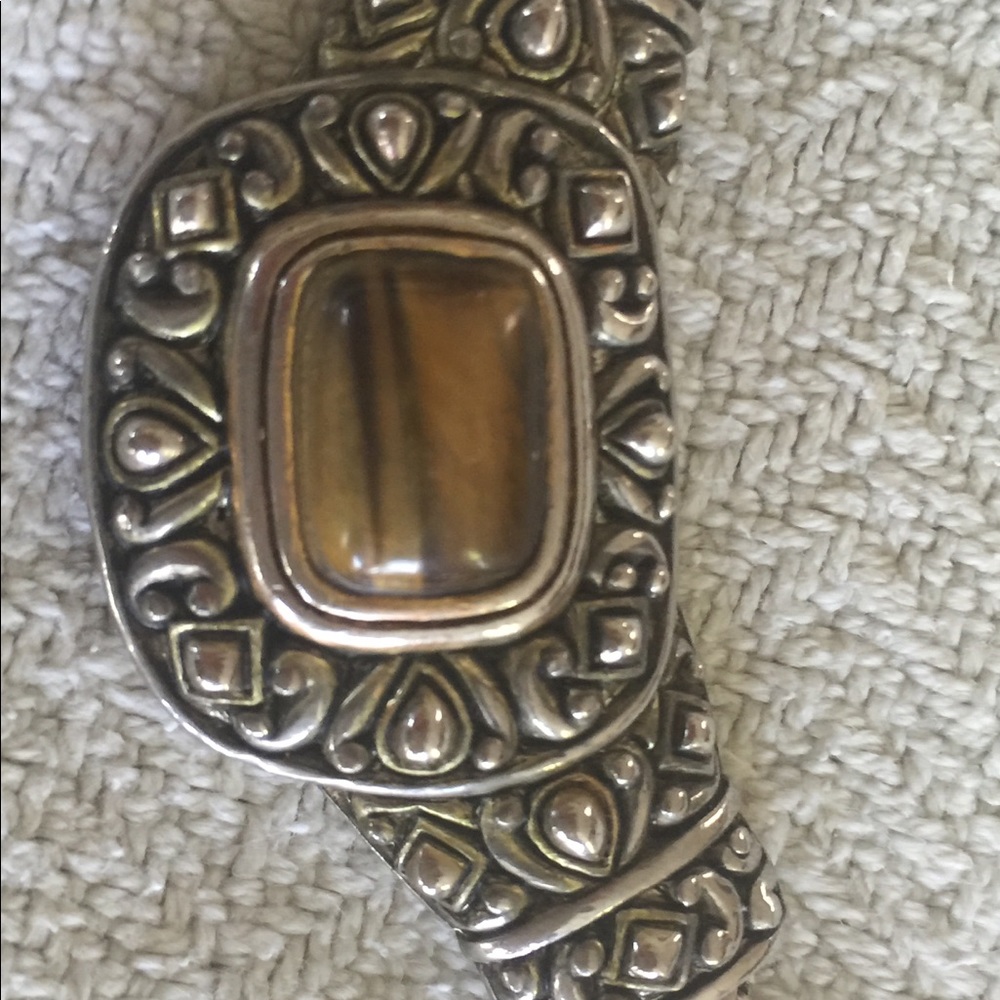 Necklace. Silver with double chain & stone center - Picture 6 of 6